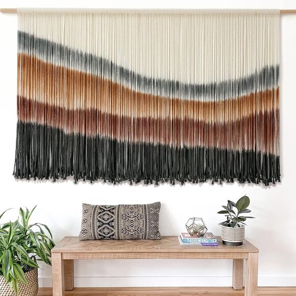 Macrame Wall Hanging Macrame Wall Decor Large-Scale Tie-Dye Tapestry Living Home - Picture 2 of 7